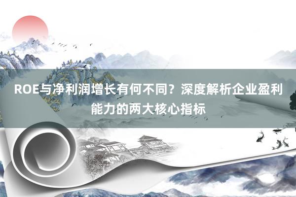 ROE与净利润增长有何不同？深度解析企业盈利能力的两大核心指标
