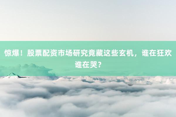 惊爆！股票配资市场研究竟藏这些玄机，谁在狂欢谁在哭？